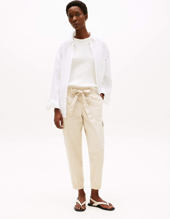 Tommy Hilfiger Women's Belted Cargo Jogger - Beige - L