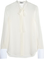 Thumbnail for your product : Valentino Silk-georgette and cotton-piqué blouse