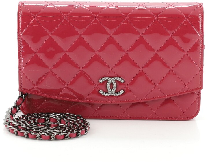 Chanel Patent Quilted Wallet on Chain