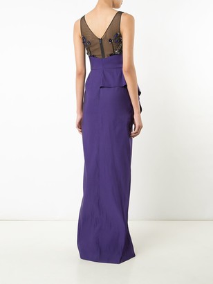 Marchesa Notte Embellished Pleated Waist Gown