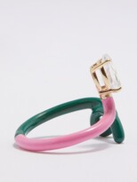 Thumbnail for your product : BEA BONGIASCA Baby Vine Rock Crystal, Enamel & 9kt Gold Ring - Pink Multi