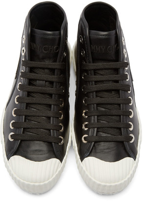 Jimmy Choo Black Leather Seb High-Top Sneakers