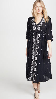 Free People Embroidered V Maxi Dress