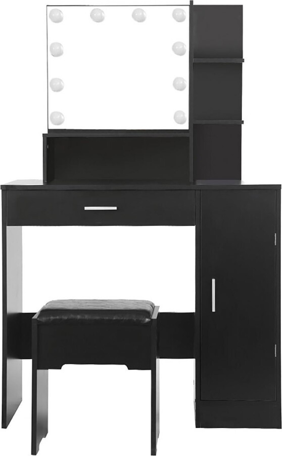 KAGAYD Lighted Mirror Dressing Vanity Table Makeup Desk with Stool