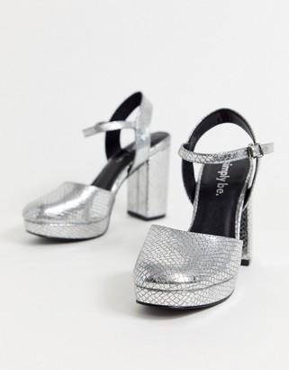 Simply Be extra wide fit keyla closed toe platform in silver
