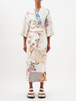 Thumbnail for your product : By Walid Clare Vintage Patchwork Linen Midi Dress - White Multi