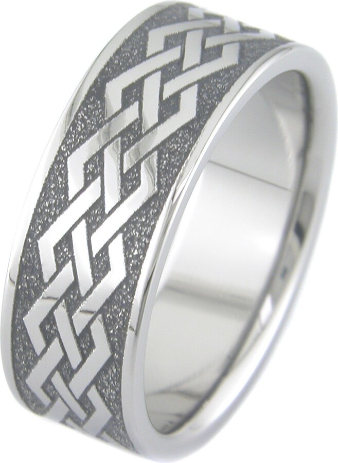 Etsy Celtic Straight Knots Titanium Ring; Laser Engraved