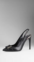 Thumbnail for your product : Burberry Point-Toe Leather Slingback Pumps
