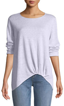 Eileen Fisher Jewel-Neck Front-Twist Organic Linen Sweater