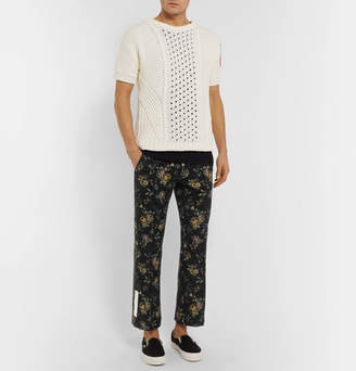 Off-White Floral-Jacquard Trousers