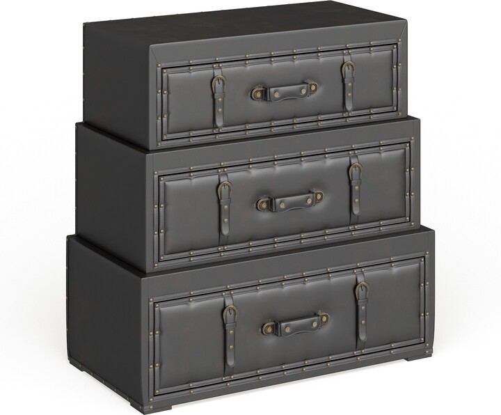 Studio 350 Espresso Faux Leather Traditional Style Chest Trunk ShopStyle