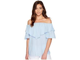 Heather Maria Twill Voile Ruffle Off the Shoulder Top Women's Clothing