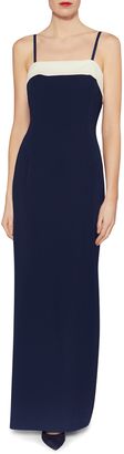 Gina Bacconi Moss crepe maxi dress with contrast band