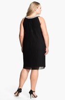 Thumbnail for your product : Donna Ricco Embellished Pleat Mesh Shift Dress (Plus Size)
