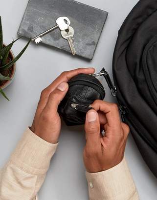 ASOS Leather Mini Backpack Keyring In Black
