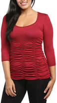Thumbnail for your product : 24/7 Comfort Apparel 3/4 Sleeve Shirred T-Shirt-Womens