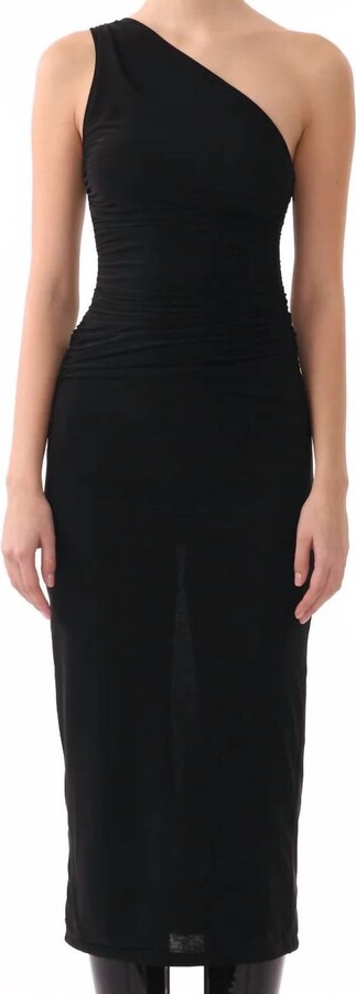 Jason Wu Asymmetrical Shoulder Dress In Black