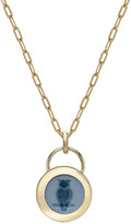 Thumbnail for your product : Retrouvai Owl Small Green Agate Padlock Intaglio Necklace - Yellow Gold