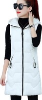 Thumbnail for your product : TYQQU Ladies Fitting Gilet Hooded Jacket Windproof Long Quilted Sleeveless Jacket with Pockets Pure Red L