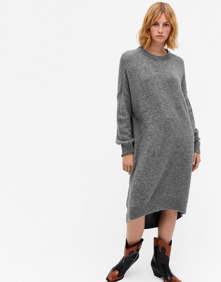 Monki Meeko cocoon knitted sweater dress in gray - ShopStyle