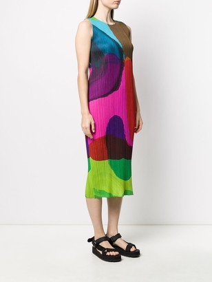Pleats Please Issey Miyake Abstract-Pattern Pleated Dress