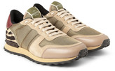 Thumbnail for your product : Valentino Leather-Trimmed Mesh, Suede and Calf-Hair Sneakers