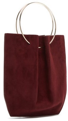 The Row Flat Micro Ring-handle Suede Bag - Dark Red