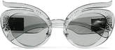 Miu Miu - Cat-eye Crystal-embellished Acetate Sunglasses - Gray