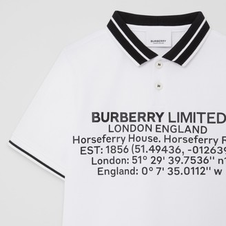Burberry Location Print Cotton Pique Polo Shirt
