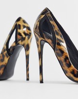 Thumbnail for your product : ASOS DESIGN Peaky stiletto court shoes in leopard