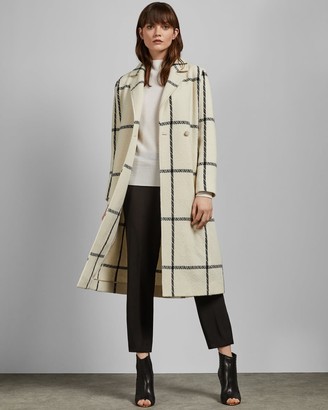 Ted Baker Checked Wool Long Coat
