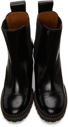 See by Chloe Black Leather Mallory Heeled Boots
