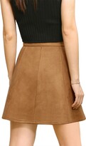 Thumbnail for your product : Allegra K Women' Faux Suede Button Cloure A-Line High-Waited Flared Mini Skirt Dark Large