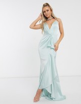 Thumbnail for your product : Jarlo plunge ruffle maxi dress in mint