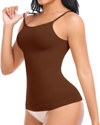  Womens 2PK Tummy Control Shapewear Tank Tops Seamless Square  Neck Compression Tops Slimming Body Shaper Camisole-Black/White S