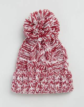 Alice Hannah Marl Chunky Knit Cable Stitch Beanie Hat
