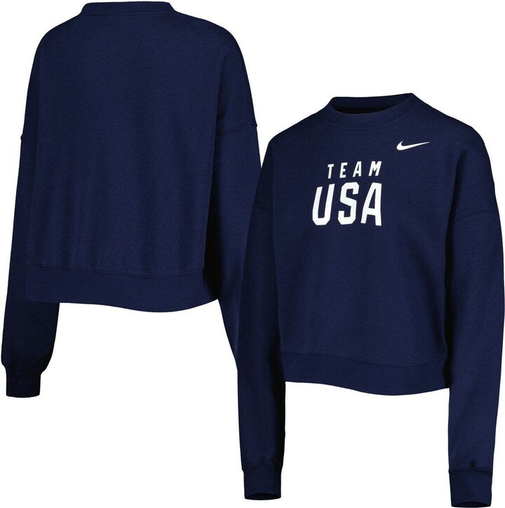 Nike Women's Navy Team USA Everyday Campus Cropped Pullover Sweatshirt -  ShopStyle