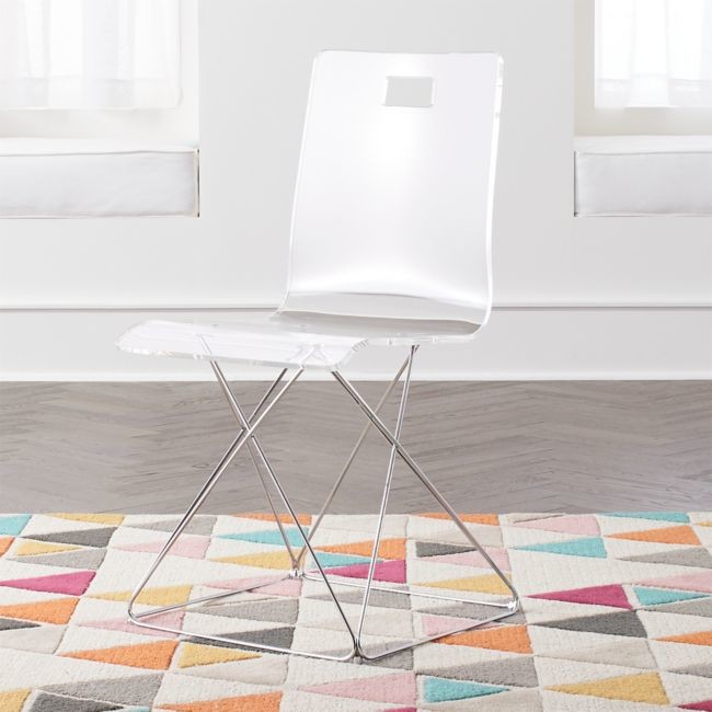 Now You See It Acrylic Kids Desk Chair with Silver Base