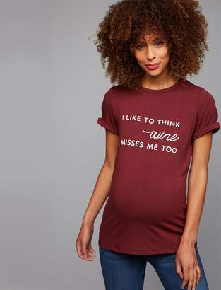 A Pea in the Pod Wine Misses Me Cuff Sleeve Maternity Tee