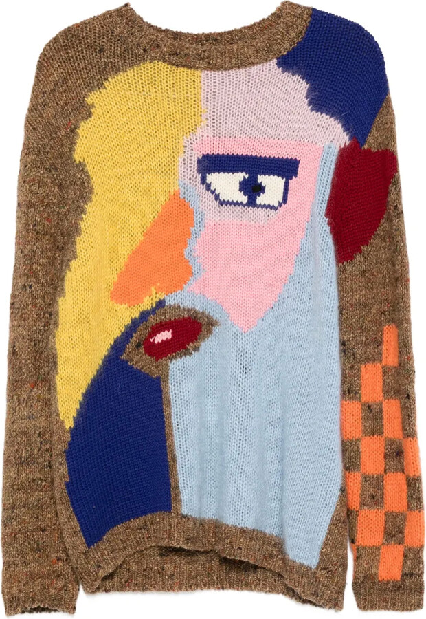 Walter Van Beirendonck Pre-Owned Knitted Face-Graphic Sweater
