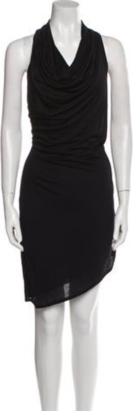 Helmut Lang Dress Black Sleeveless with Cowl Neck Designer