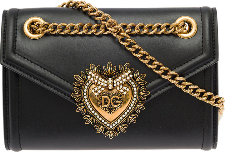Dolce & Gabbana logo-plaque Leather Crossbody Bag - Black