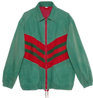 Gucci Oversize denim jacket with Web