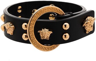 Versace Medusa detail leather bracelet
