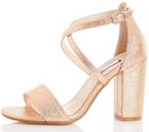 Thumbnail for your product : Quiz Wide Fit Rose Gold Faux Leather Cross Strap Heeled Sandals
