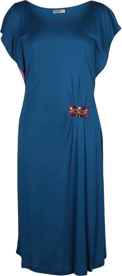 Philosophy by Alberta Ferretti Philosophy di Alberta Ferretti Midi Dress with Embellishment in Blue Polyester