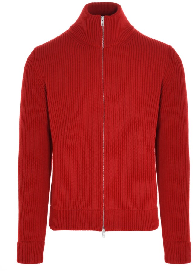 mens red zipper cardigan