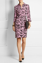 Thumbnail for your product : Moschino Boutique Tiger-print silk-chiffon and crepe shirt dress