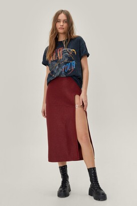 Nasty Gal Womens Textured Chain Midi Slit Skirt