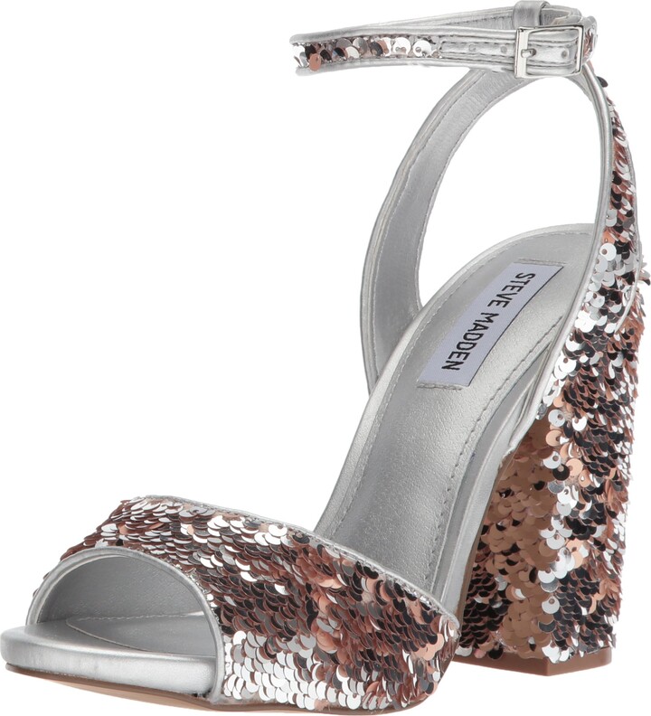 steve madden silver block heel